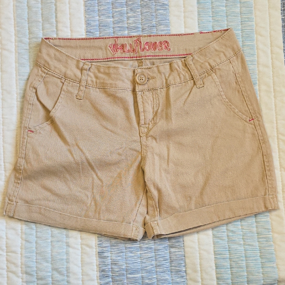 Wallflower Khaki Cuffed Hem Shorts